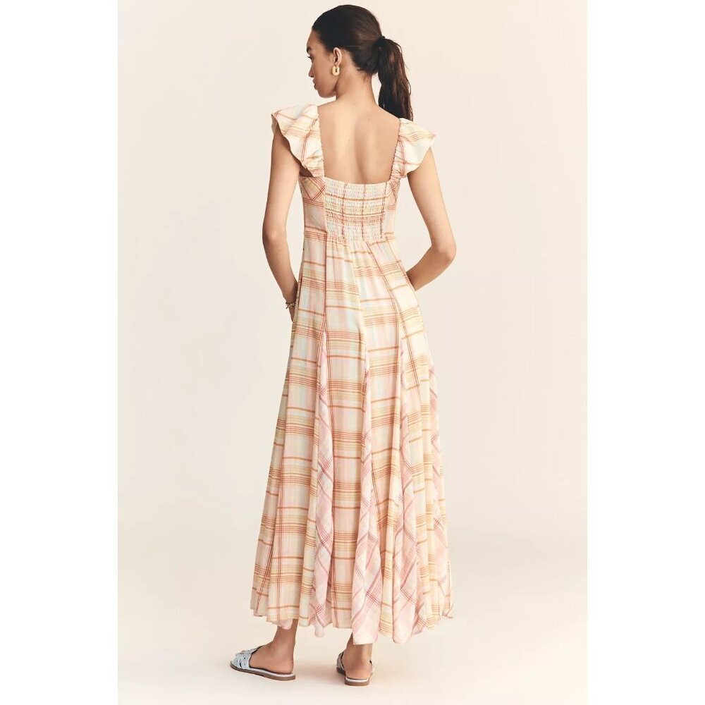 Anthropologie Maeve Linen Blend Flutter-Sleeve A-Line Midi Dress M - Picture 4 of 4